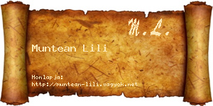 Muntean Lili névjegykártya
